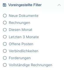 Voreingestellte Filter setzten