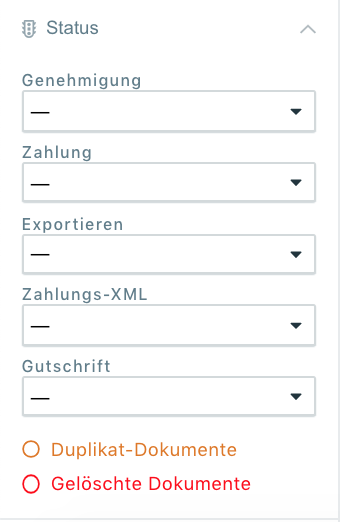 Filter nach Status des Dokuments setzen