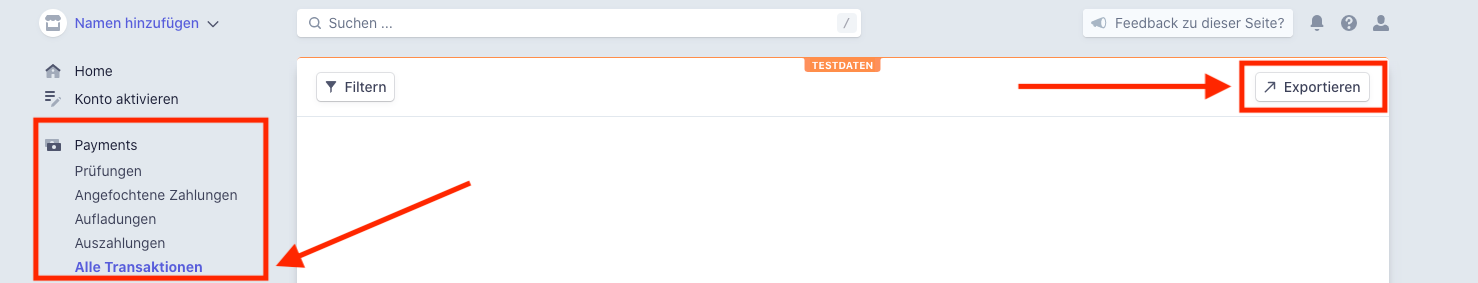 Export der Transaktionen aus Stripe