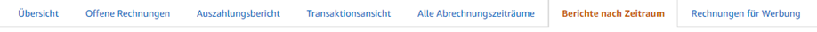 Zeitraum für den Export aus Amazon auswählen