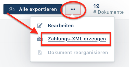 Zahlungs-XML erzeugen auswählen